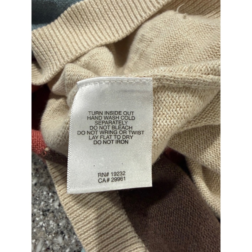 Alfred Dunner Y2K VTG Fall Patchwork Embroidered Sweater Women Tan Blue Large - Picture 7 of 11